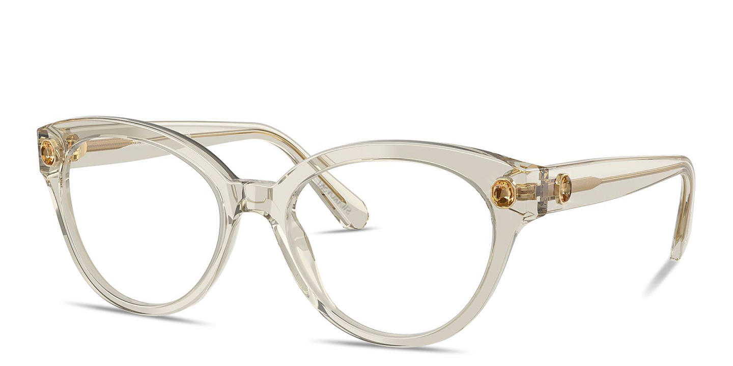 Shop Swarovski Crystal Round Eyeglasses in Beige online.