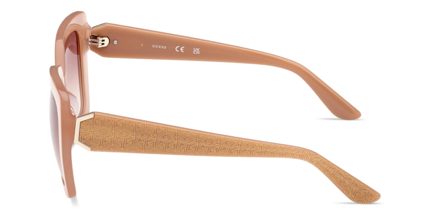 Shop Guess Logo Square Sunglasses in Shiny Beige online.