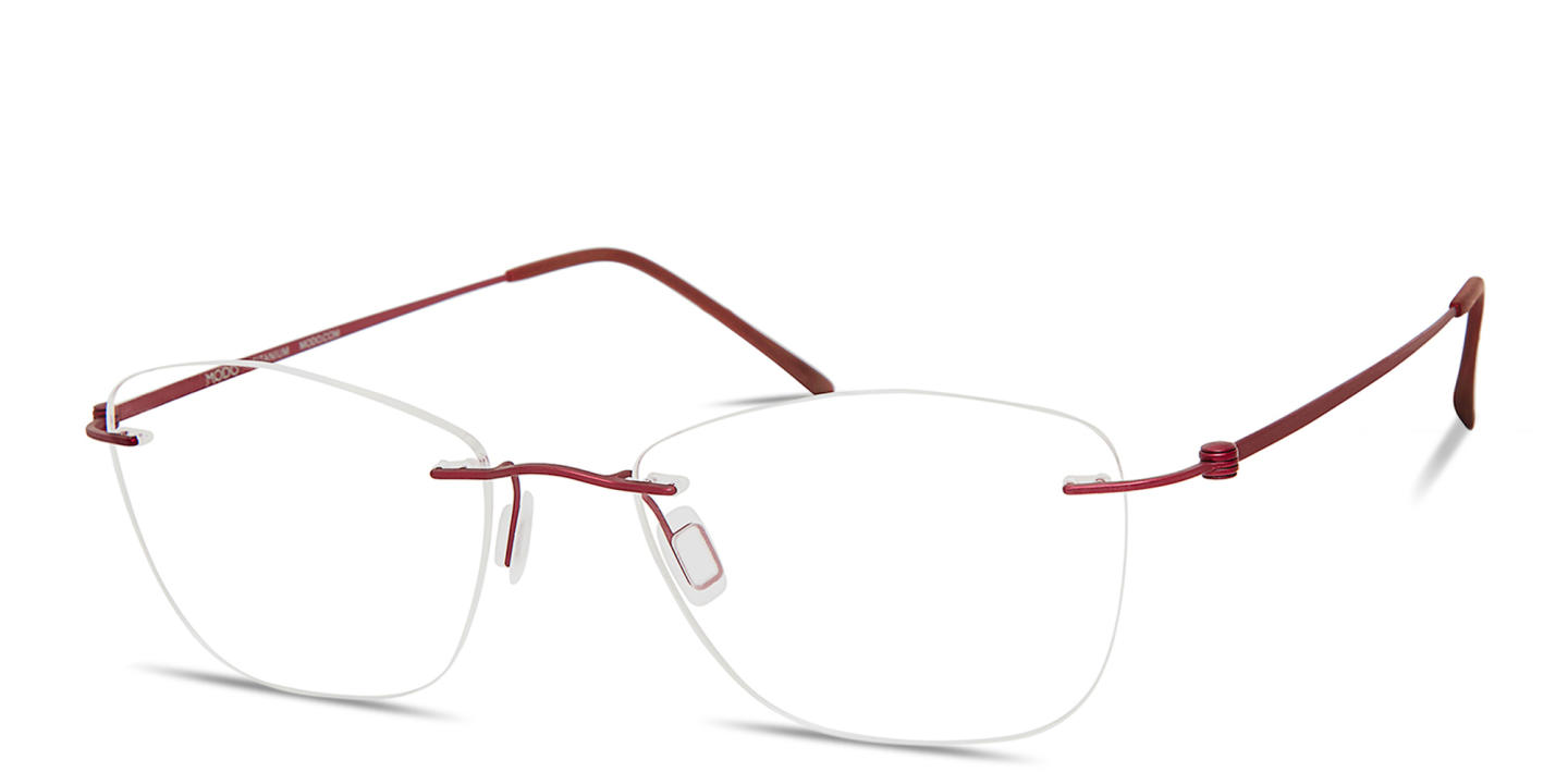 Shop Modo Rimless Cat-Eye Eyeglasses in Burgundy online.