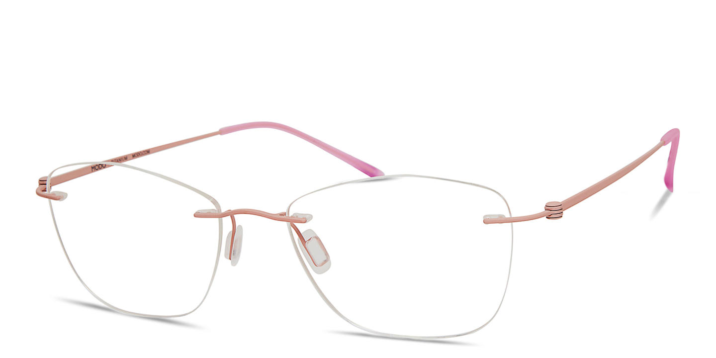 Shop Modo Rimless Cat-Eye Eyeglasses in Pink online.