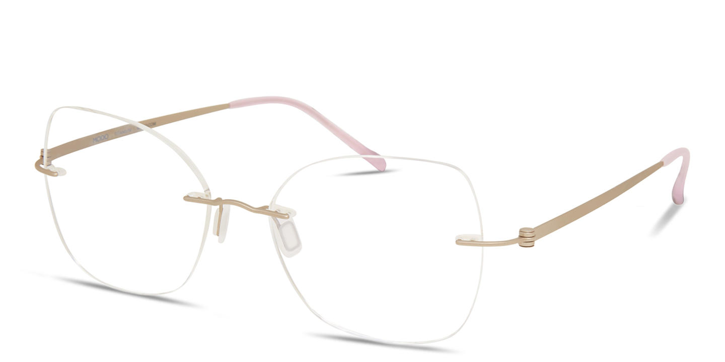 Shop Modo Rimless Cat-Eye Eyeglasses in Gold online.