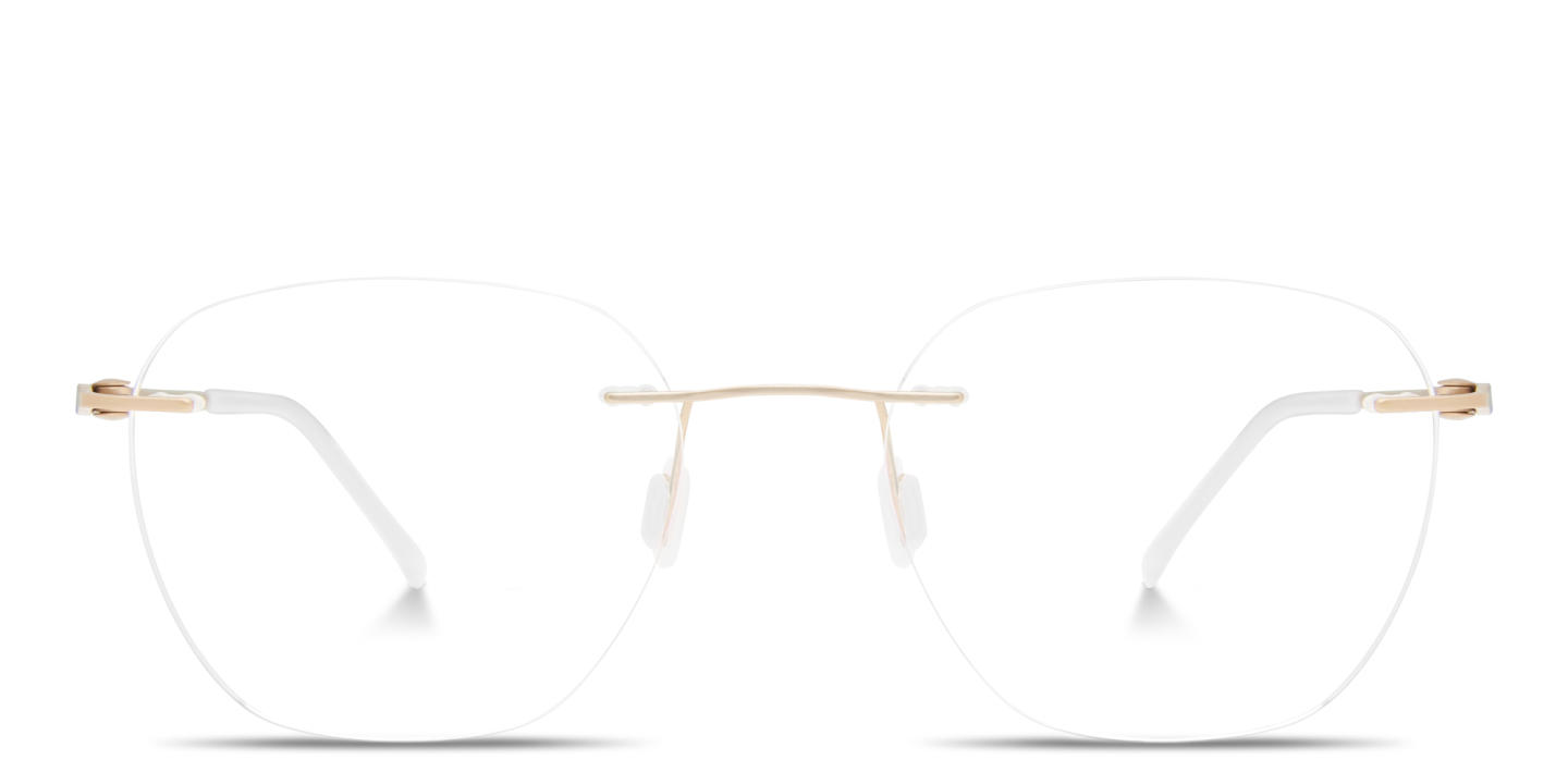 Shop Modo Rimless Round Eyeglasses in Gold online.