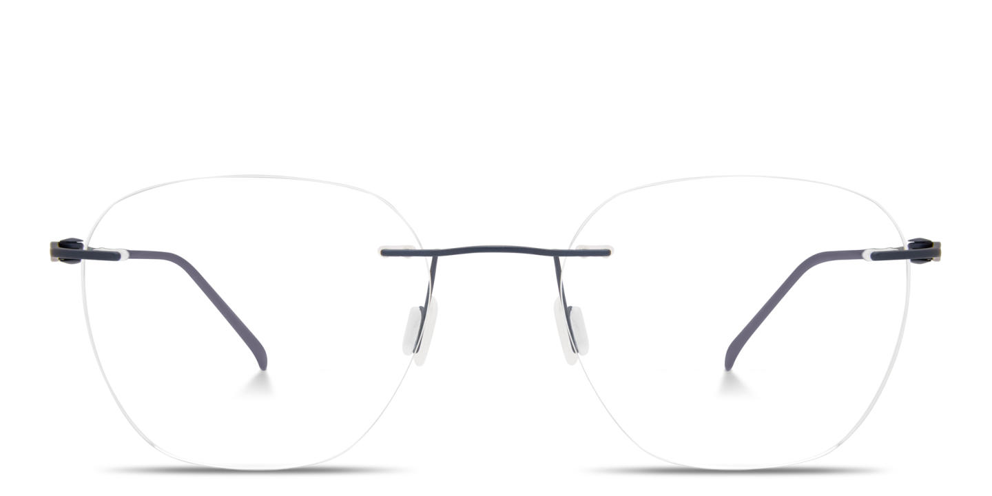 Shop Modo Rimless Round Eyeglasses in Matte Navy online.