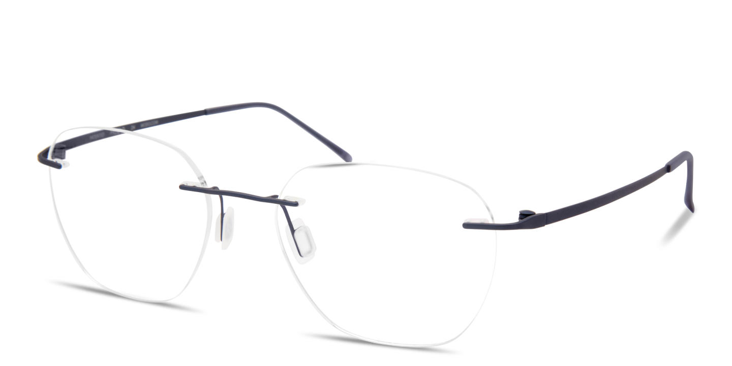 Shop Modo Rimless Round Eyeglasses in Matte Navy online.