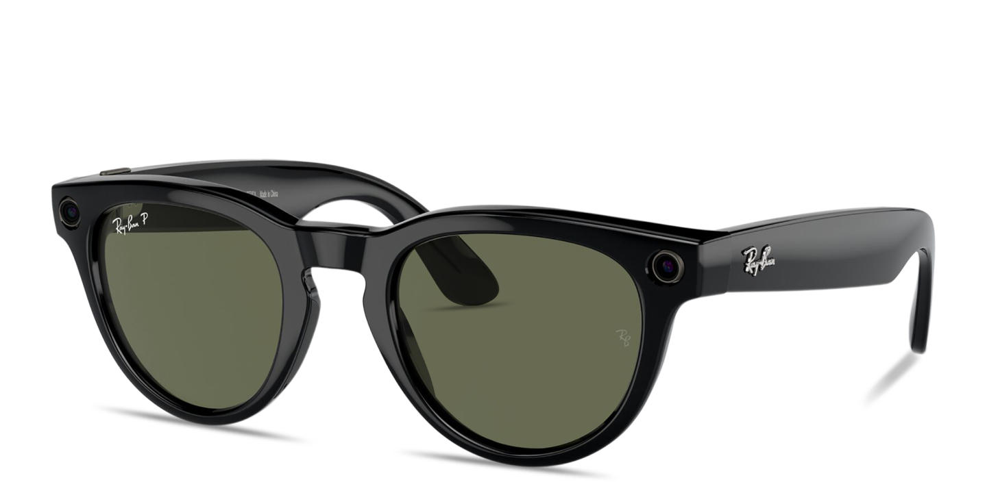 Shop Ray-Ban Meta Headliner Unisex Panthos Sunglasses in Shiny Black online.