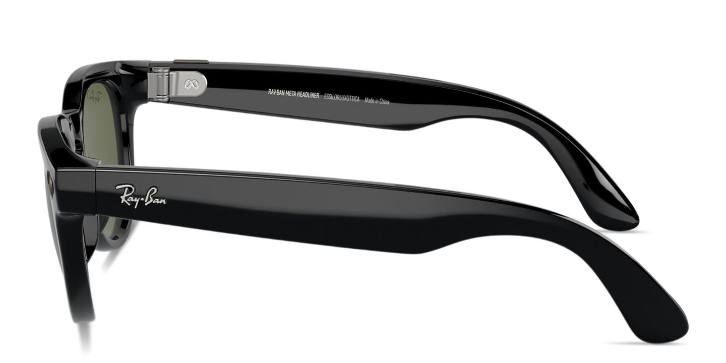 Shop Ray-Ban Meta Headliner Unisex Panthos Sunglasses in Shiny Black online.