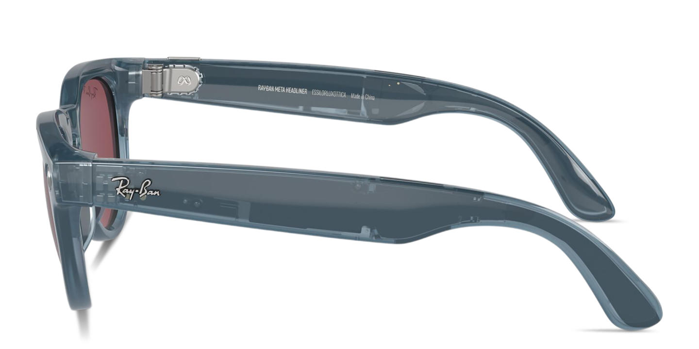 Shop Ray-Ban Meta Headliner Unisex Panthos Sunglasses in Shiny Jeans online.