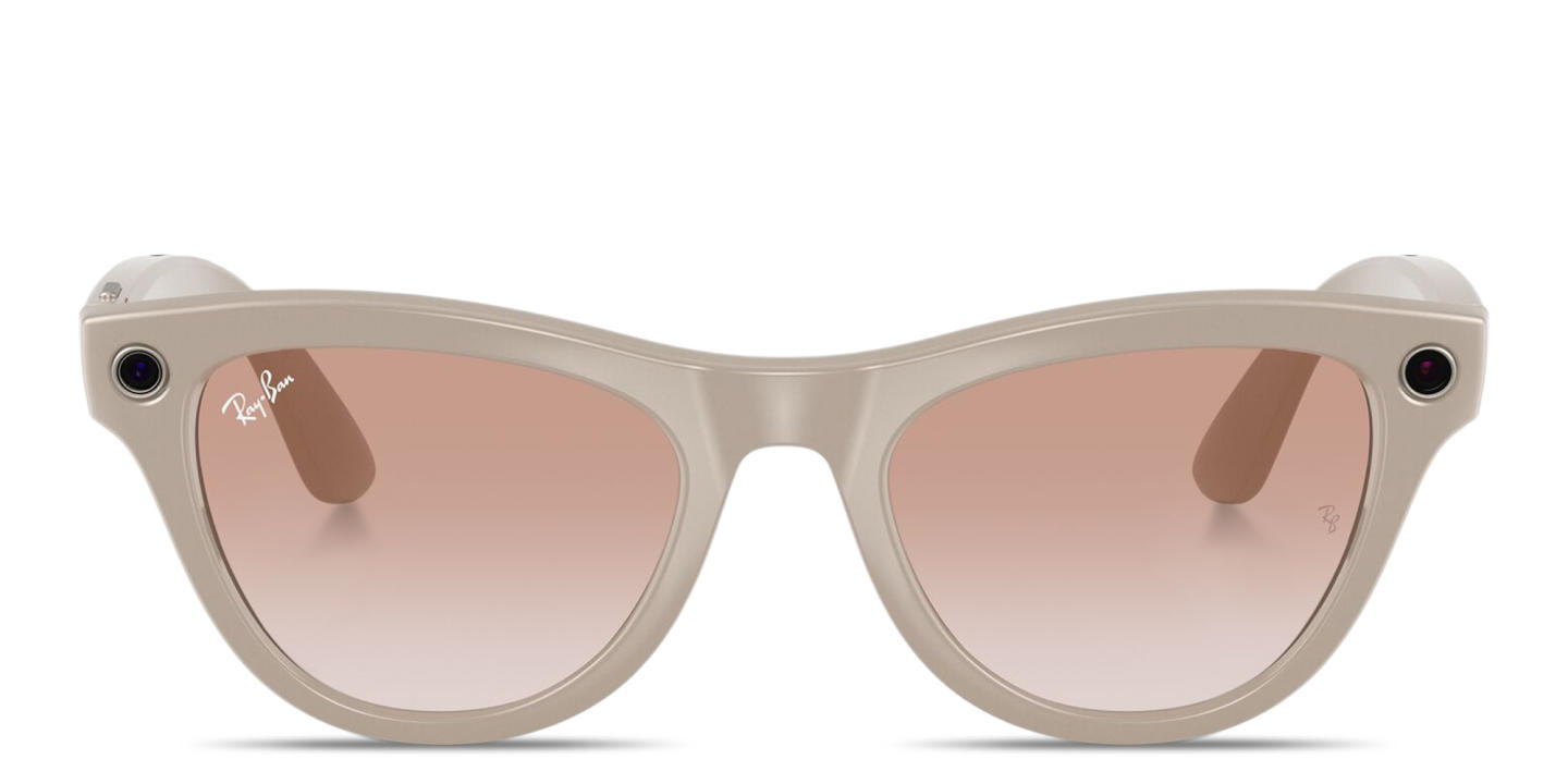 Shop Ray-Ban Meta Skyler Unisex Cat-Eye Sunglasses in Shiny Chalky Gray online.