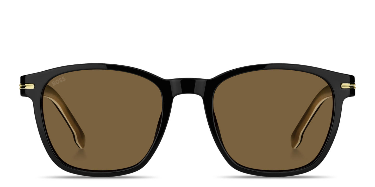 Shop Hugo Boss Logo Square Sunglasses in Black online.
