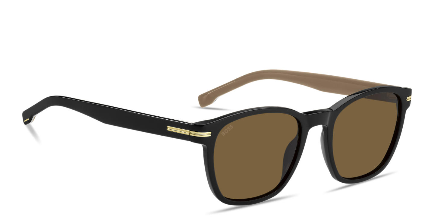 Shop Hugo Boss Logo Square Sunglasses in Black online.