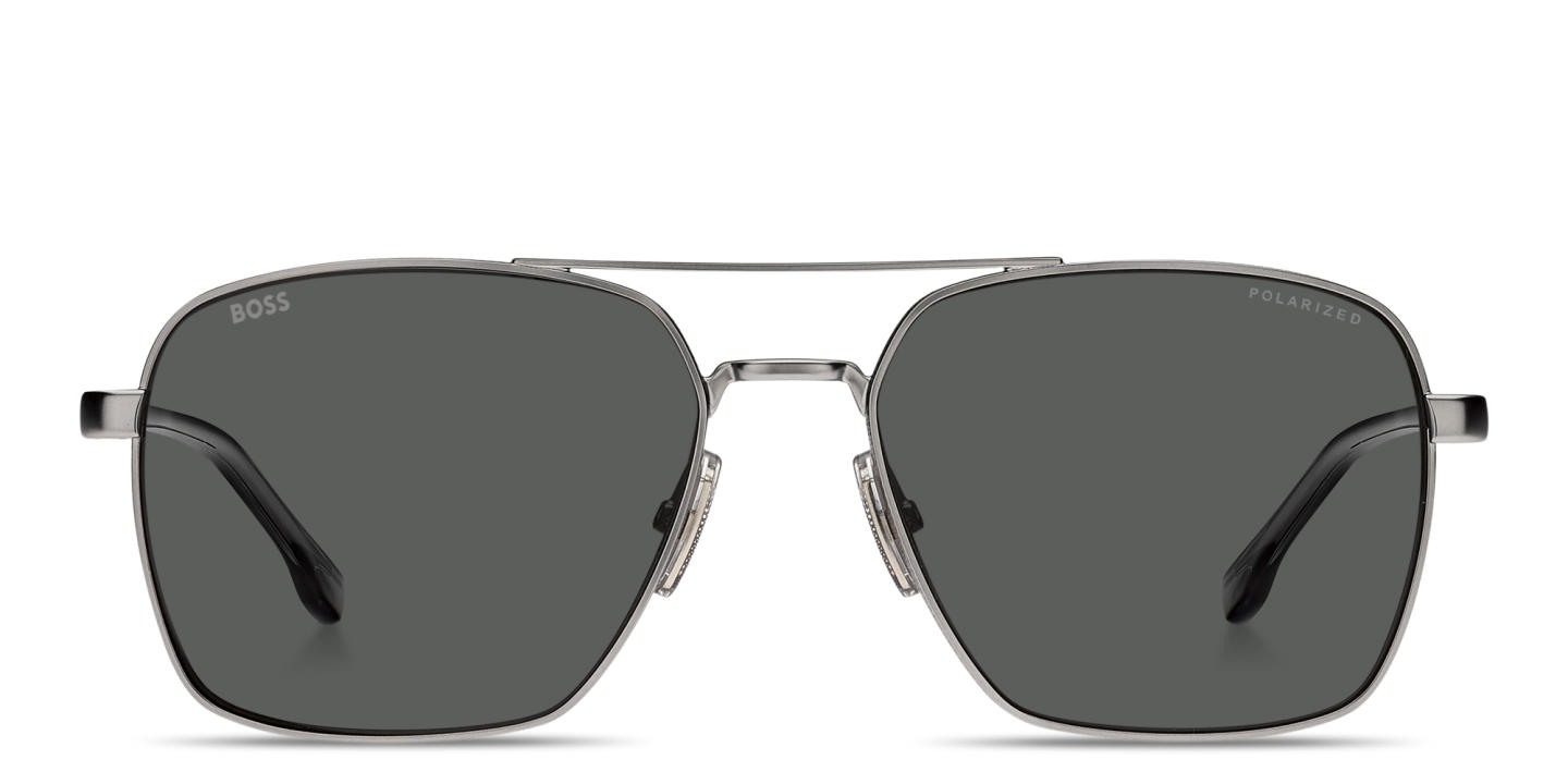 Shop Hugo Boss Logo Signature Aviator Sunglasses in Shiny Gunmetal online.
