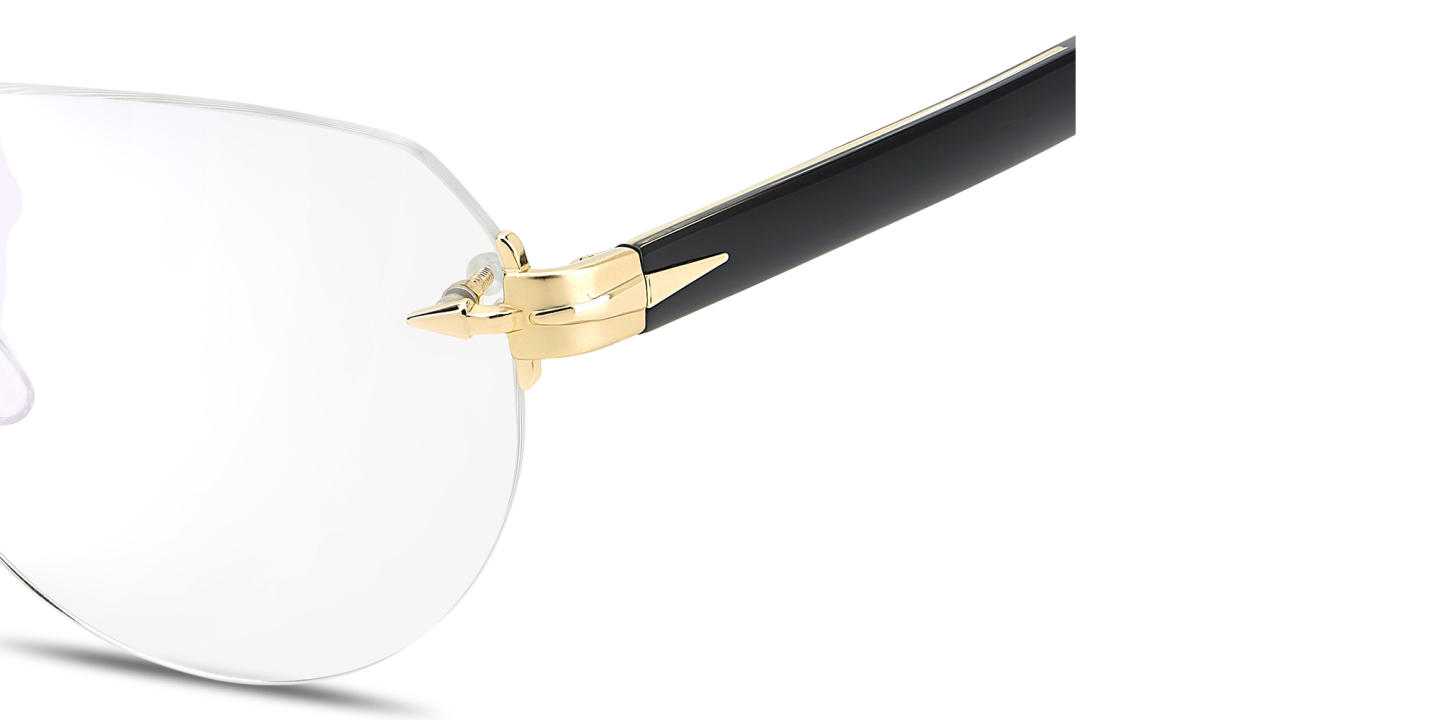 Shop DAVID BECKHAM Talisman Rimless Pilot Eyeglasses in Polished Gold online.
