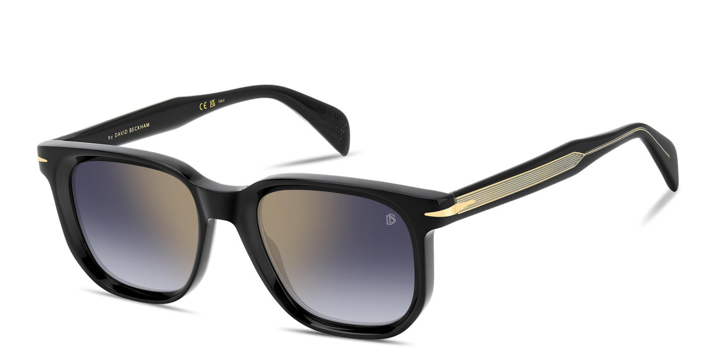 Shop DAVID BECKHAM Talisman Rectangle Sunglasses in Black online.