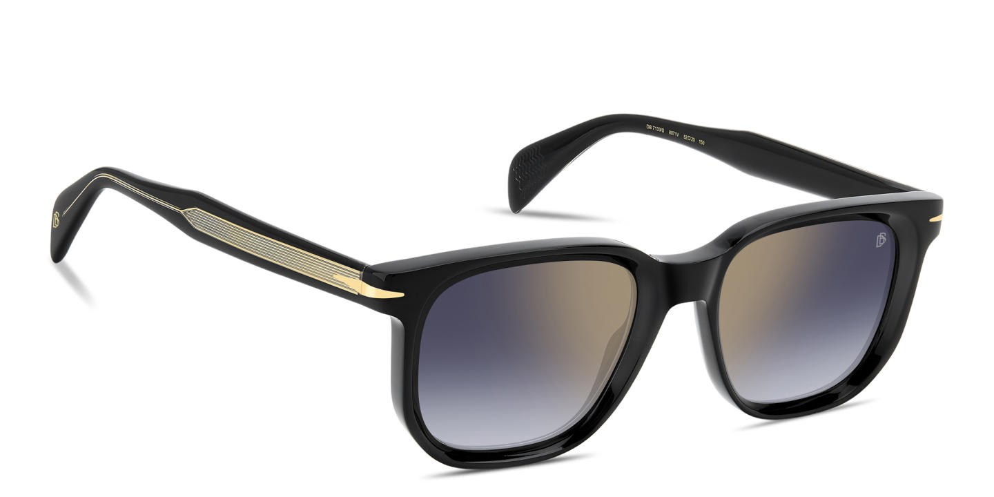 Shop DAVID BECKHAM Talisman Rectangle Sunglasses in Black online.