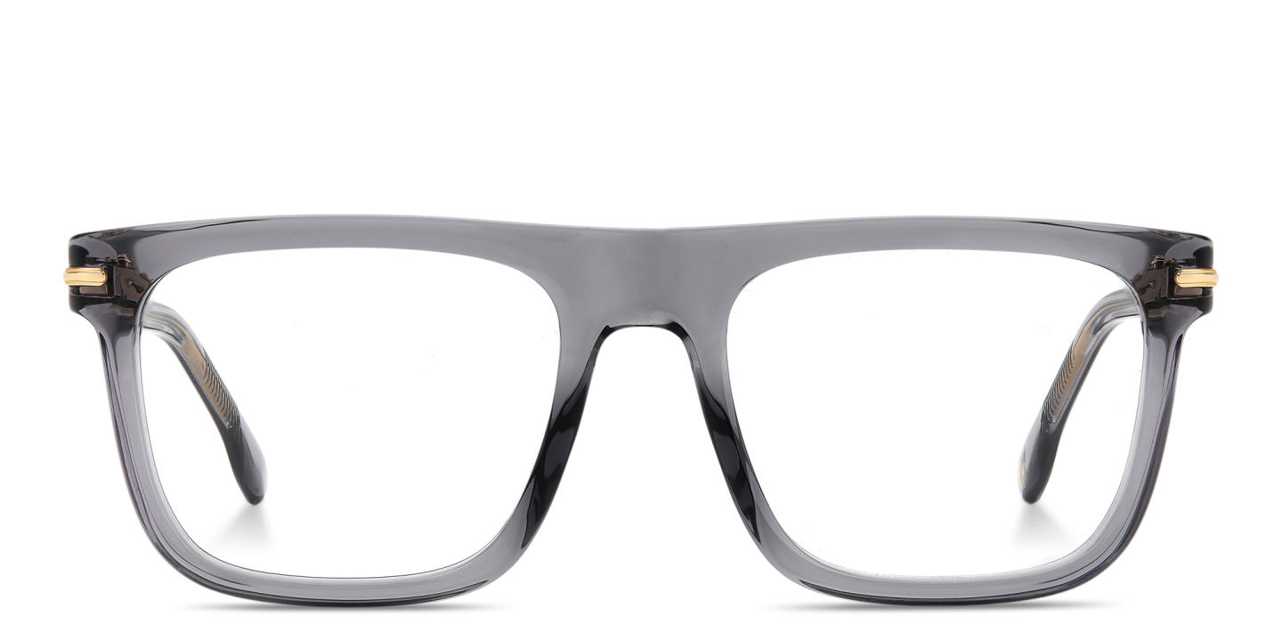 Shop Carrera Logo Lettering Square Eyeglasses in Transparent Grey online.