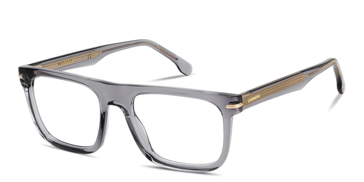 Shop Carrera Logo Lettering Square Eyeglasses in Transparent Grey online.