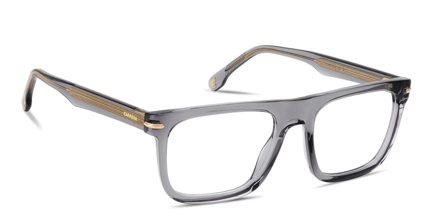 Shop Carrera Logo Lettering Square Eyeglasses in Transparent Grey online.