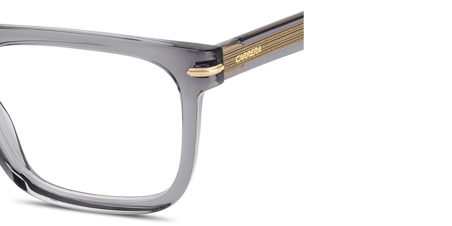 Shop Carrera Logo Lettering Square Eyeglasses in Transparent Grey online.