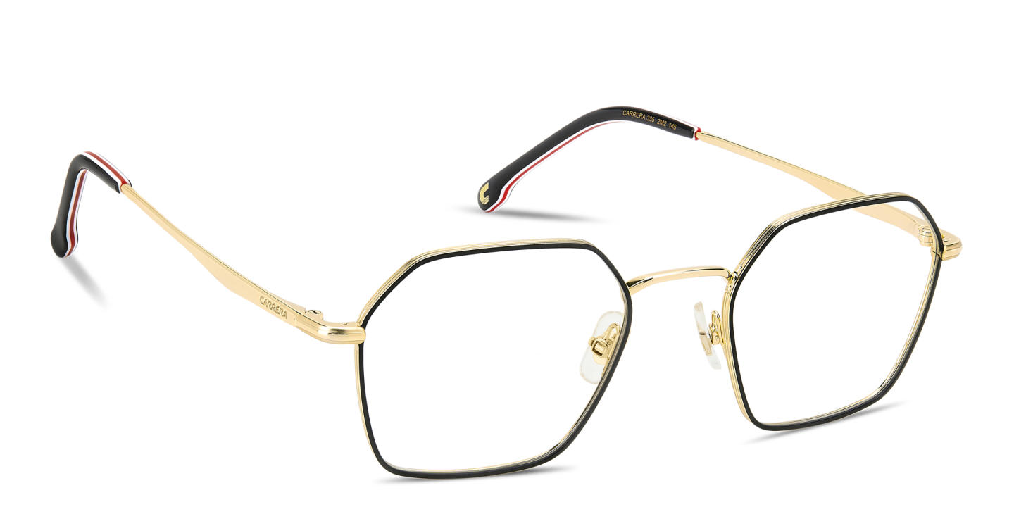 Carrera Engraved Logo Irregular Eyeglasses in Black Gold – Product Photo 2
