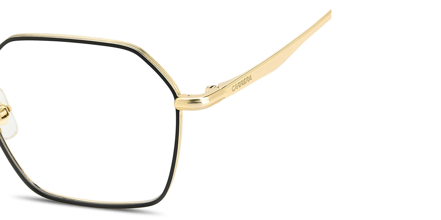 Carrera Engraved Logo Irregular Eyeglasses in Black Gold – Product Photo 3