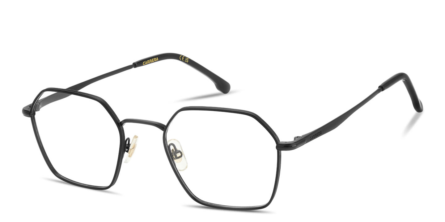 Shop Carrera Engraved Logo Irregular Eyeglasses in Black online.