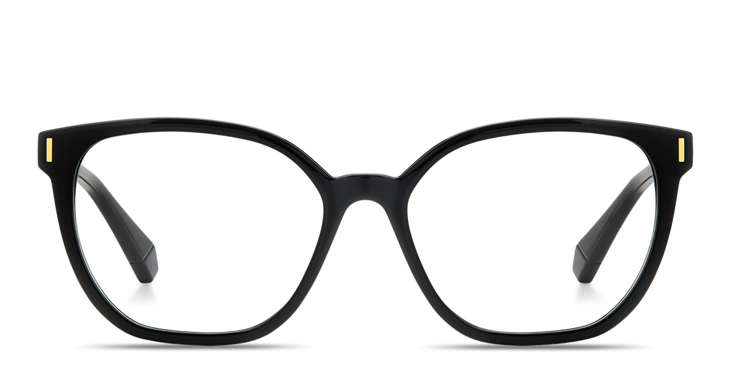Shop Polaroid Logo Lettering Square Eyeglasses in Black online.
