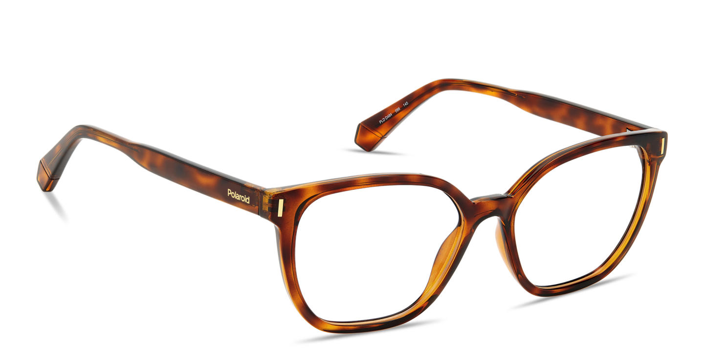 Shop Polaroid Logo Lettering Square Eyeglasses in Havana online.