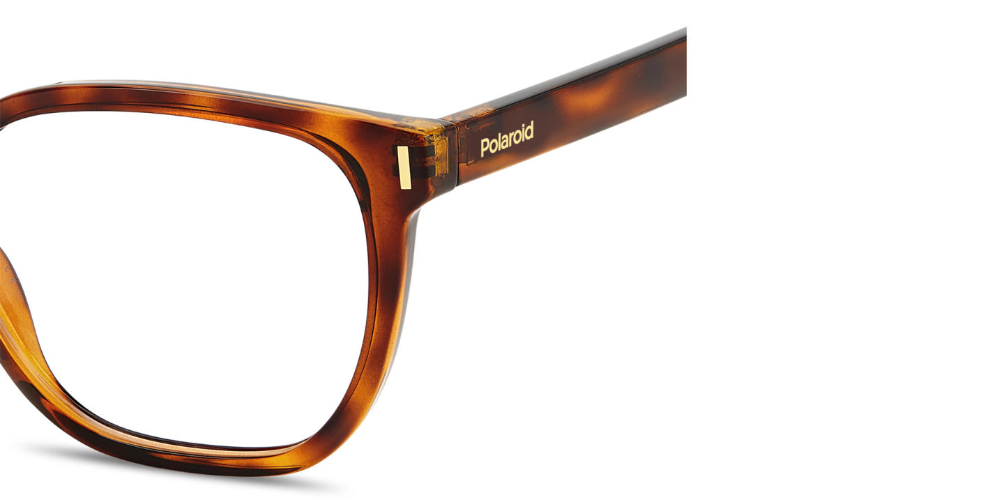 Shop Polaroid Logo Lettering Square Eyeglasses in Havana online.