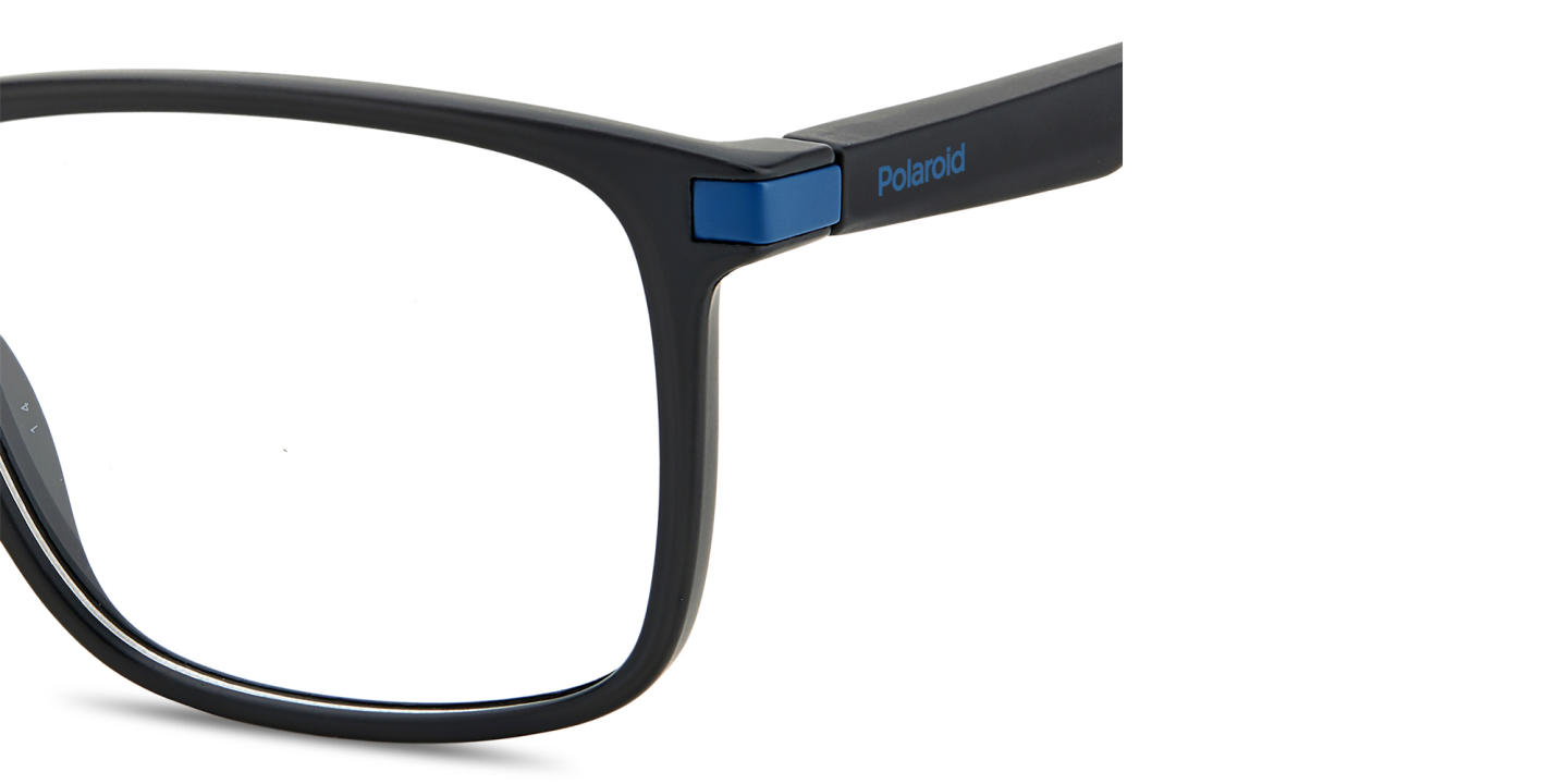 Shop Polaroid Logo Lettering Rectangle Eyeglasses in Black online.