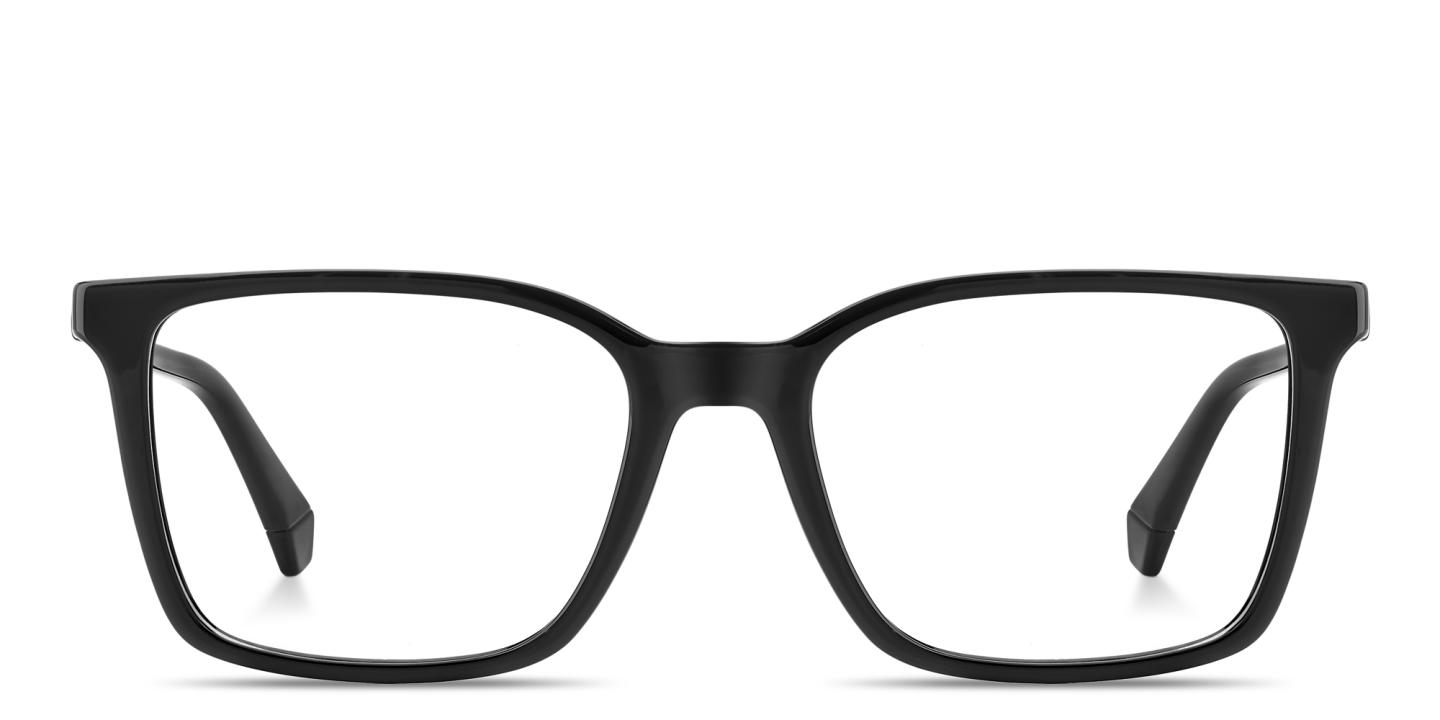 Shop Polaroid Logo Lettering Rectangle Eyeglasses in Black online.