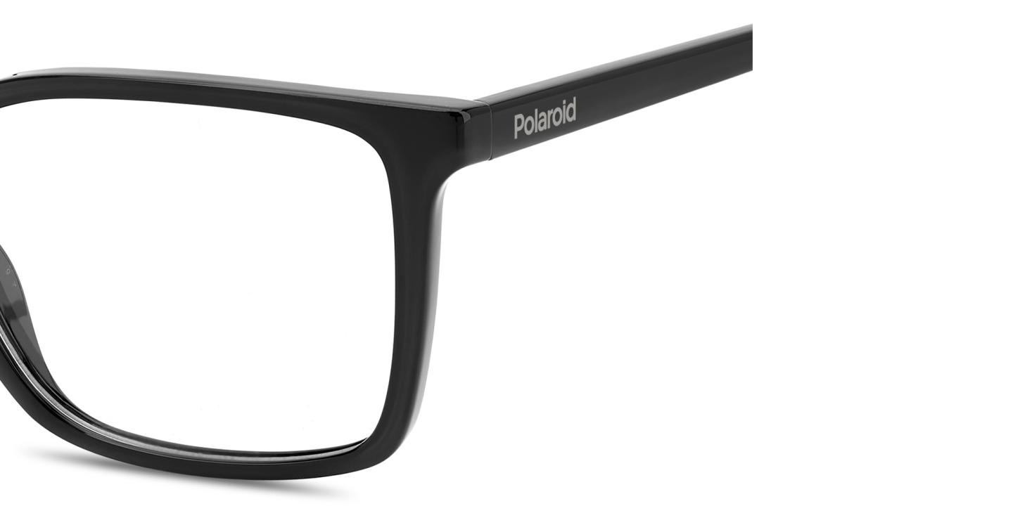 Shop Polaroid Logo Lettering Rectangle Eyeglasses in Black online.