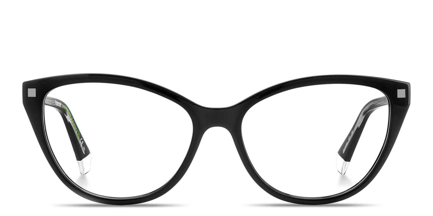 Shop Polaroid Logo Lettering Wide Cat-Eye Eyeglasses in Black online.