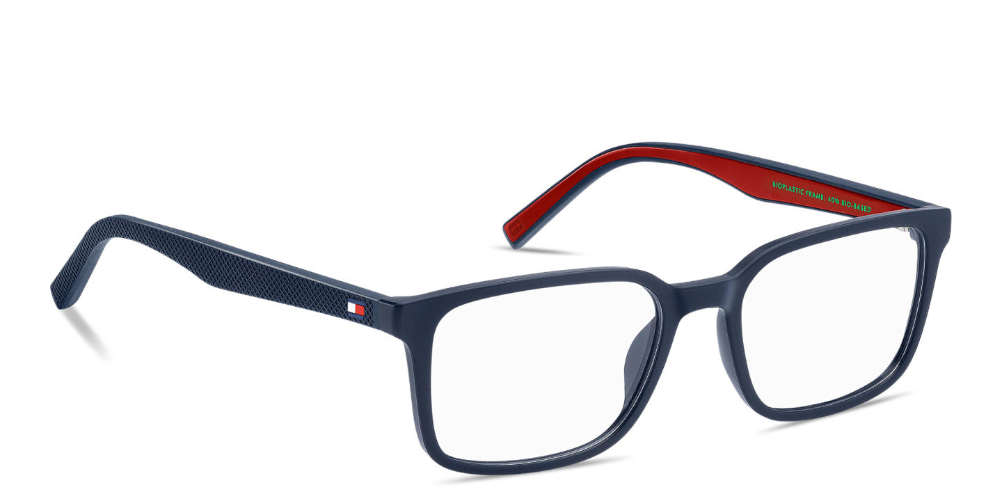 Shop Tommy Hilfiger Logo Rectangle Eyeglasses in Blue online.