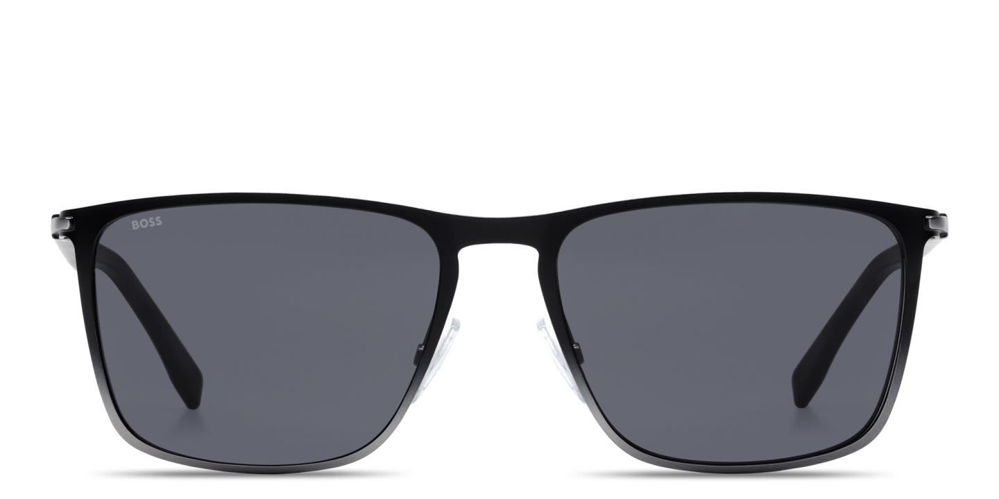 Shop Hugo Boss Logo Signature Rectangle Sunglasses in Black Grey online.