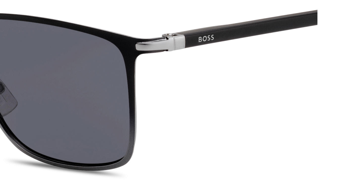 Shop Hugo Boss Logo Signature Rectangle Sunglasses in Black Grey online.