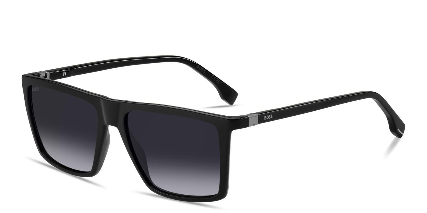 Shop Hugo Boss Logo Signature Rectangle Sunglasses in Black online.