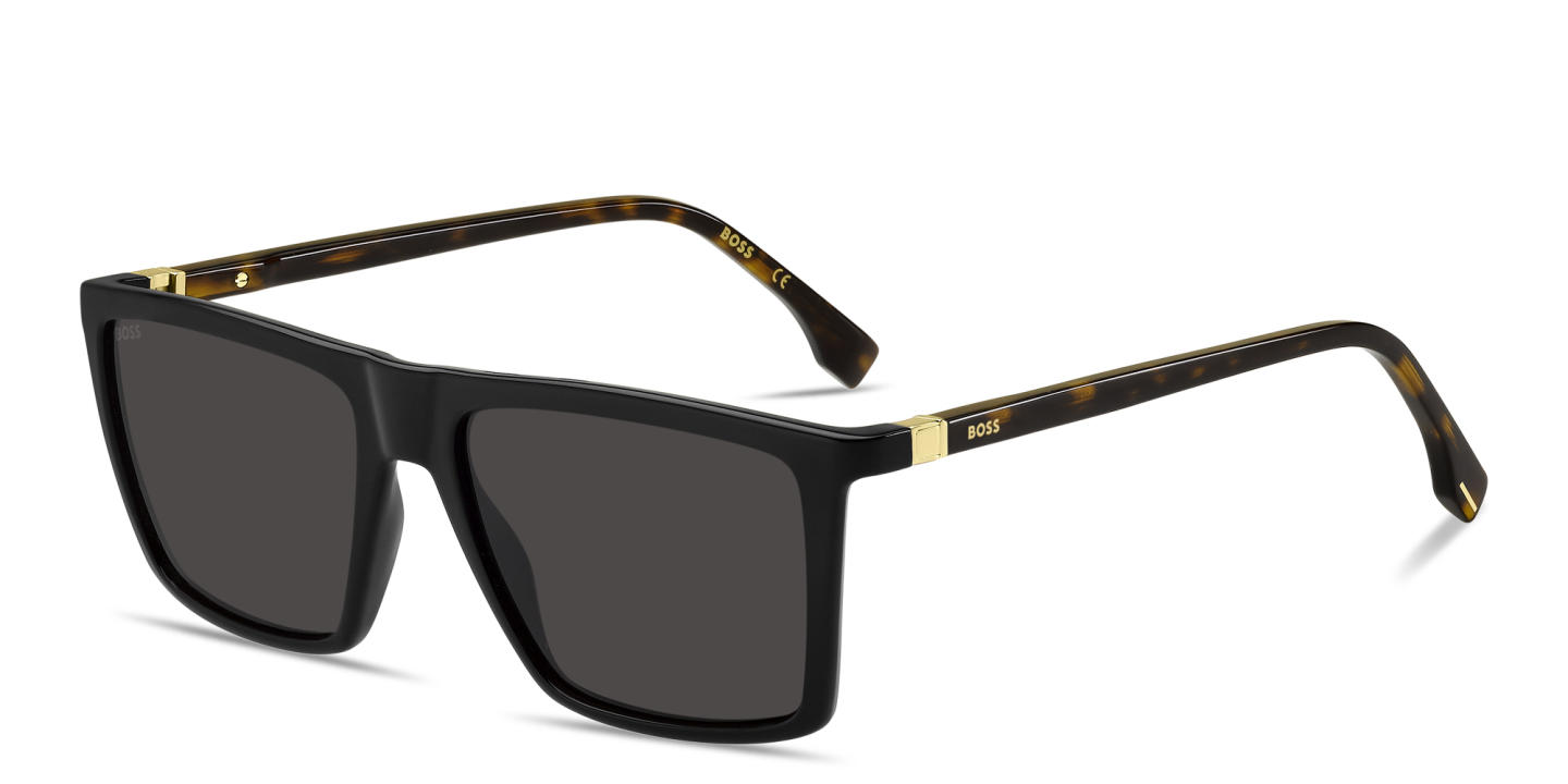 Shop Hugo Boss Logo Signature Rectangle Sunglasses in Black online.