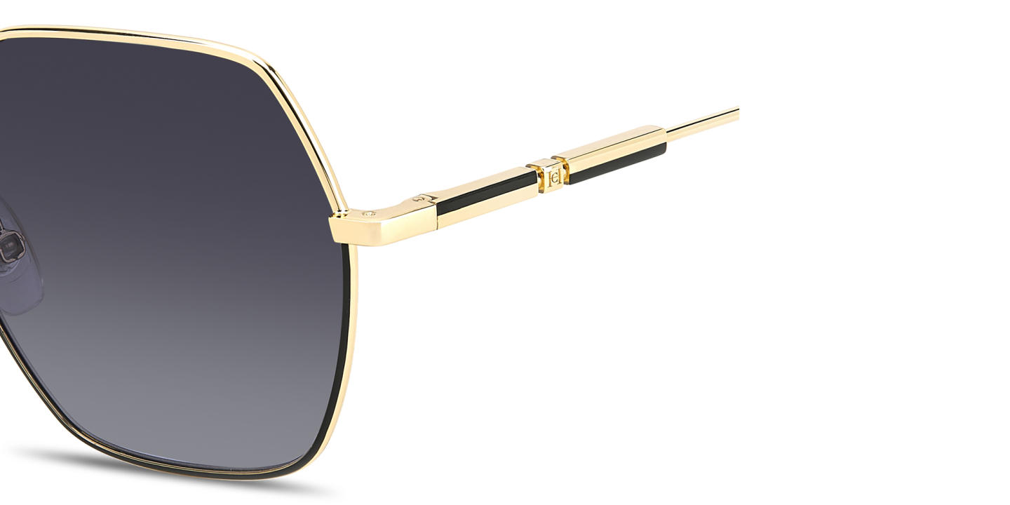 Shop Carolina Herrera Logo Irregular Sunglasses in Gold Black online.