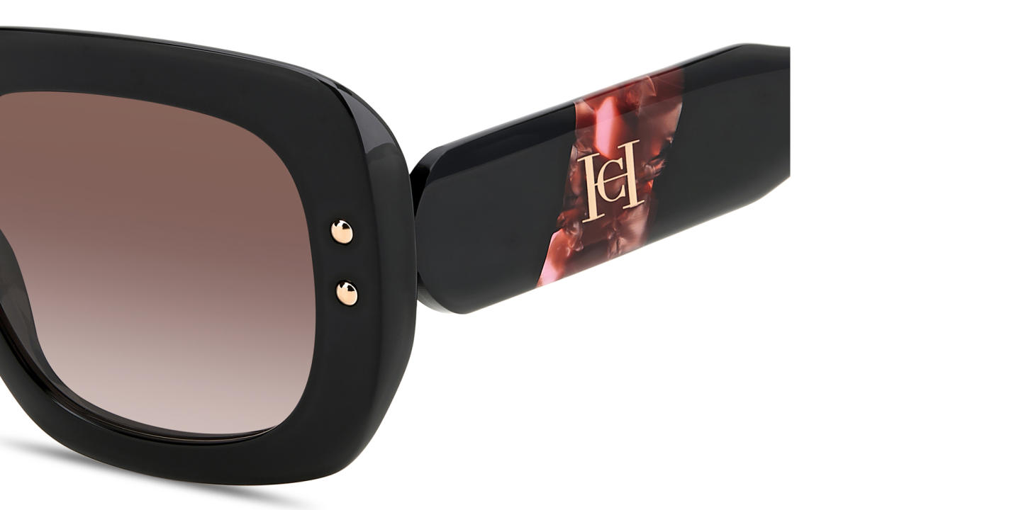 Shop Carolina Herrera Logo Rectangle Sunglasses in Black online.