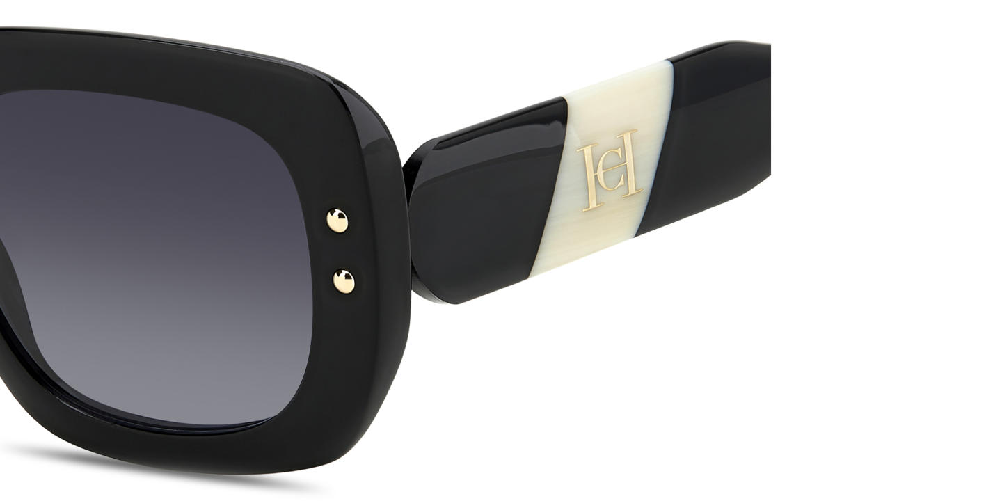 Shop Carolina Herrera Logo Rectangle Sunglasses in Black online.