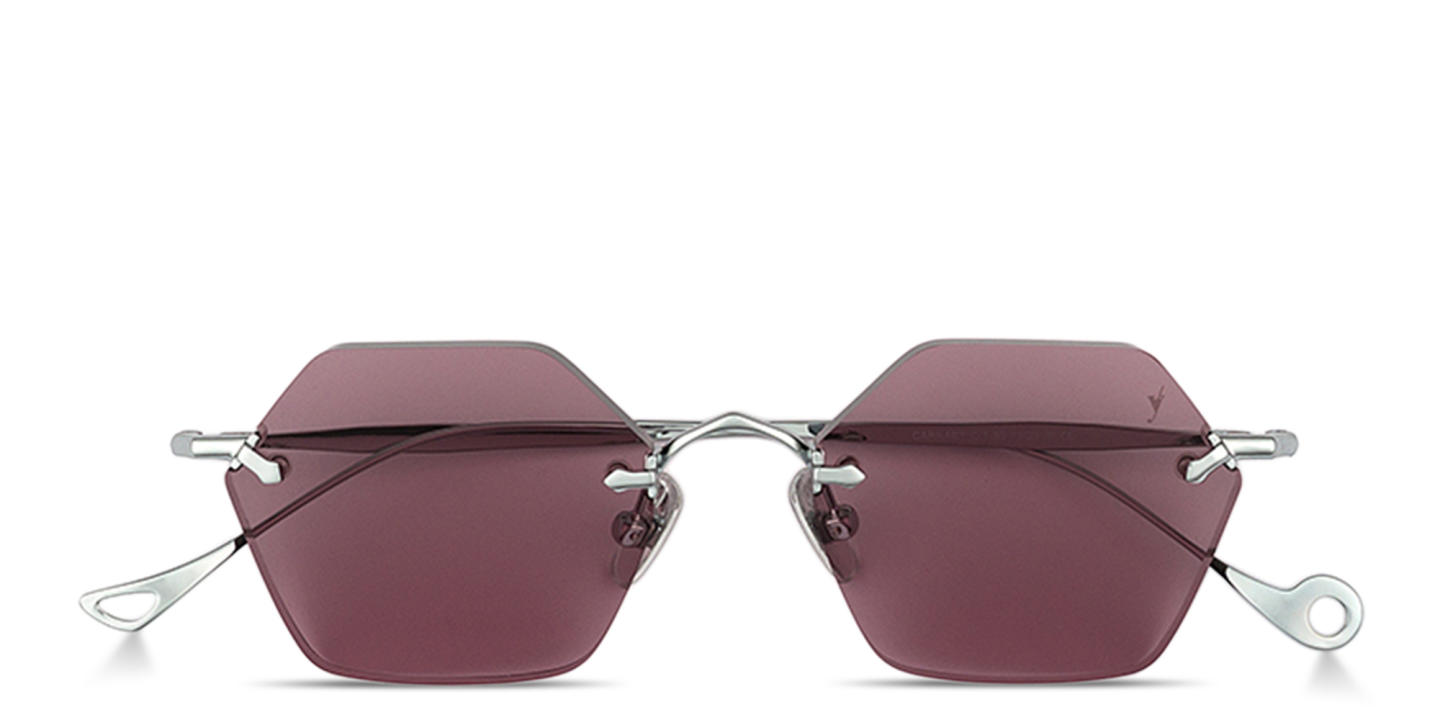 Shop Eyepetizer Carnaby Unisex Rimless Irregular Sunglasses in Silver online.