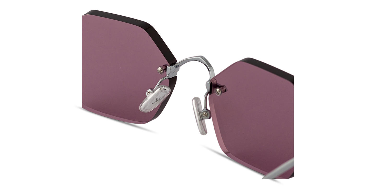 Shop Eyepetizer Carnaby Unisex Rimless Irregular Sunglasses in Silver online.