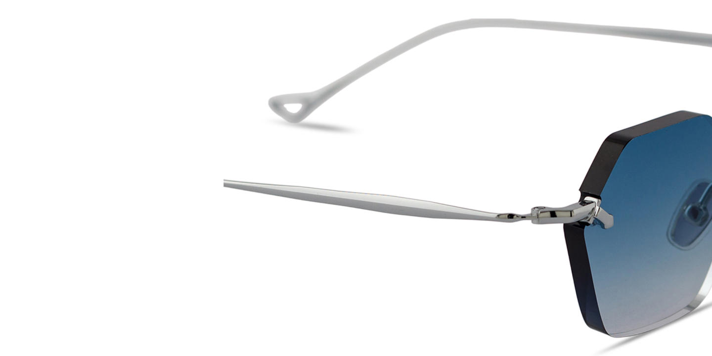 Shop Eyepetizer Carnaby Unisex Rimless Irregular Sunglasses in Silver online.