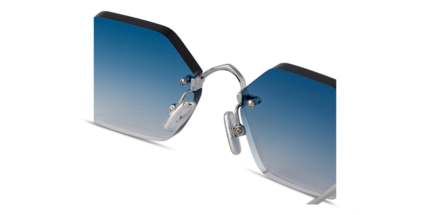 Eyepetizer Carnaby Unisex Rimless Irregular Sunglasses in Silver – Product Photo 3