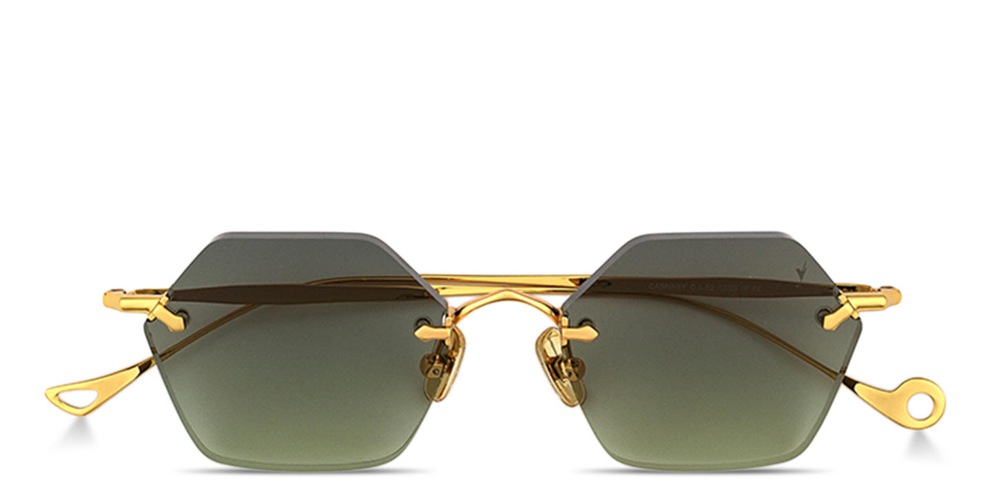 Shop Eyepetizer Carnaby Unisex Rimless Irregular Sunglasses in Gold online.
