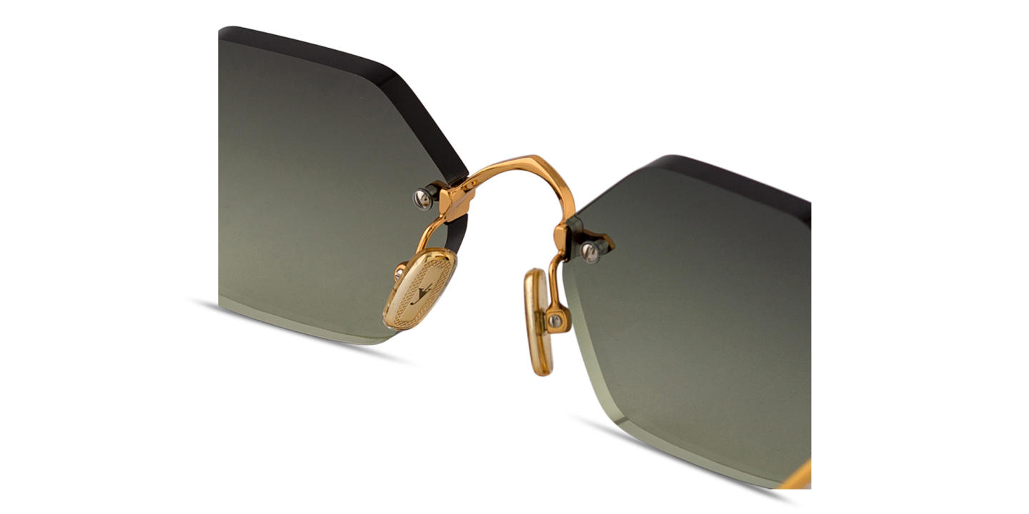 Shop Eyepetizer Carnaby Unisex Rimless Irregular Sunglasses in Gold online.