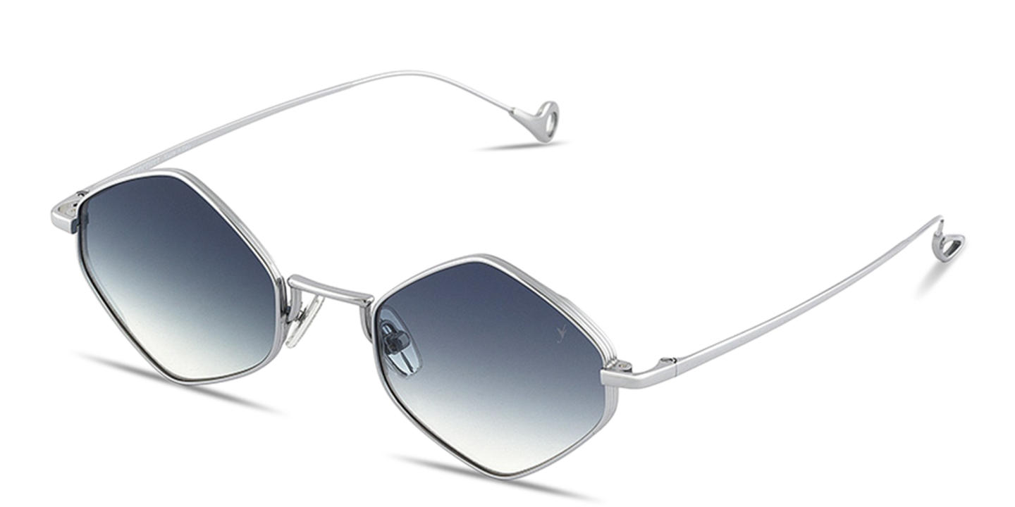 Shop Eyepetizer Walter Unisex Irregular Sunglasses in Silver online.