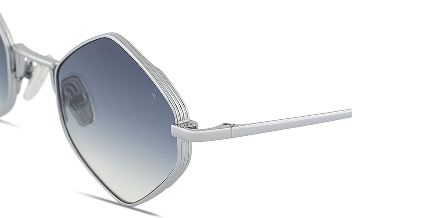 Shop Eyepetizer Walter Unisex Irregular Sunglasses in Silver online.