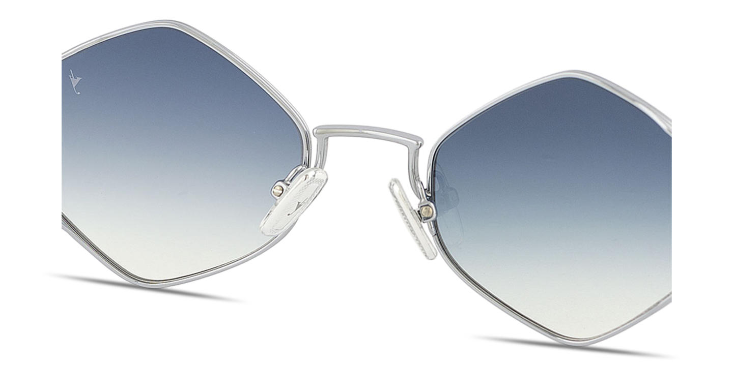 Shop Eyepetizer Walter Unisex Irregular Sunglasses in Silver online.