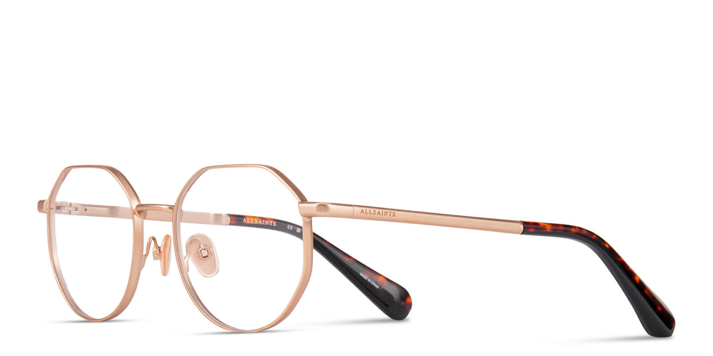 Shop ALL SAINTS Malin Unisex Irregular Eyeglasses in Gold online.